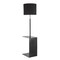 Lumisource Gamma Contemporary Floor Lamp in Black Metal and Black Linen Shade with Black Metal Side Table by